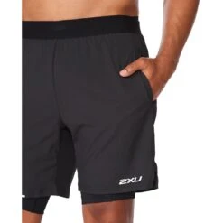 2XU Aero 2-In-1 7" Shorts - Black/silver Reflective -RunGear Elite 2xu aero 2 in 1 7 shorts black silver reflective 3 979639