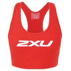 2XU Motion Racerback Crop Womens Sport Bra With Medium Support - High Risk Red/white