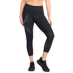 2XU Women's Mid-Rise 7/8 Compression Tights - Black/dotted Silver Reflective