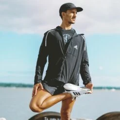 Adidas Marathon For The Oceans Jacket Men - Black/pulse Blue HM1212 -RunGear Elite adidas terrex light marathon jacket black pulse blue hm1212 5 1232002