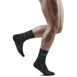 CEP Reflective Mid Cut Compression Socks - Black -RunGear Elite cep reflective mid cut compression socks black 22 1553023