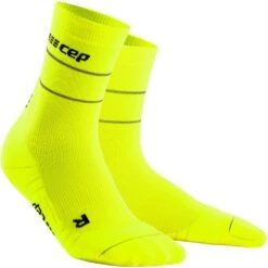 CEP Reflective Mid Cut Compression Socks - Neon Yellow