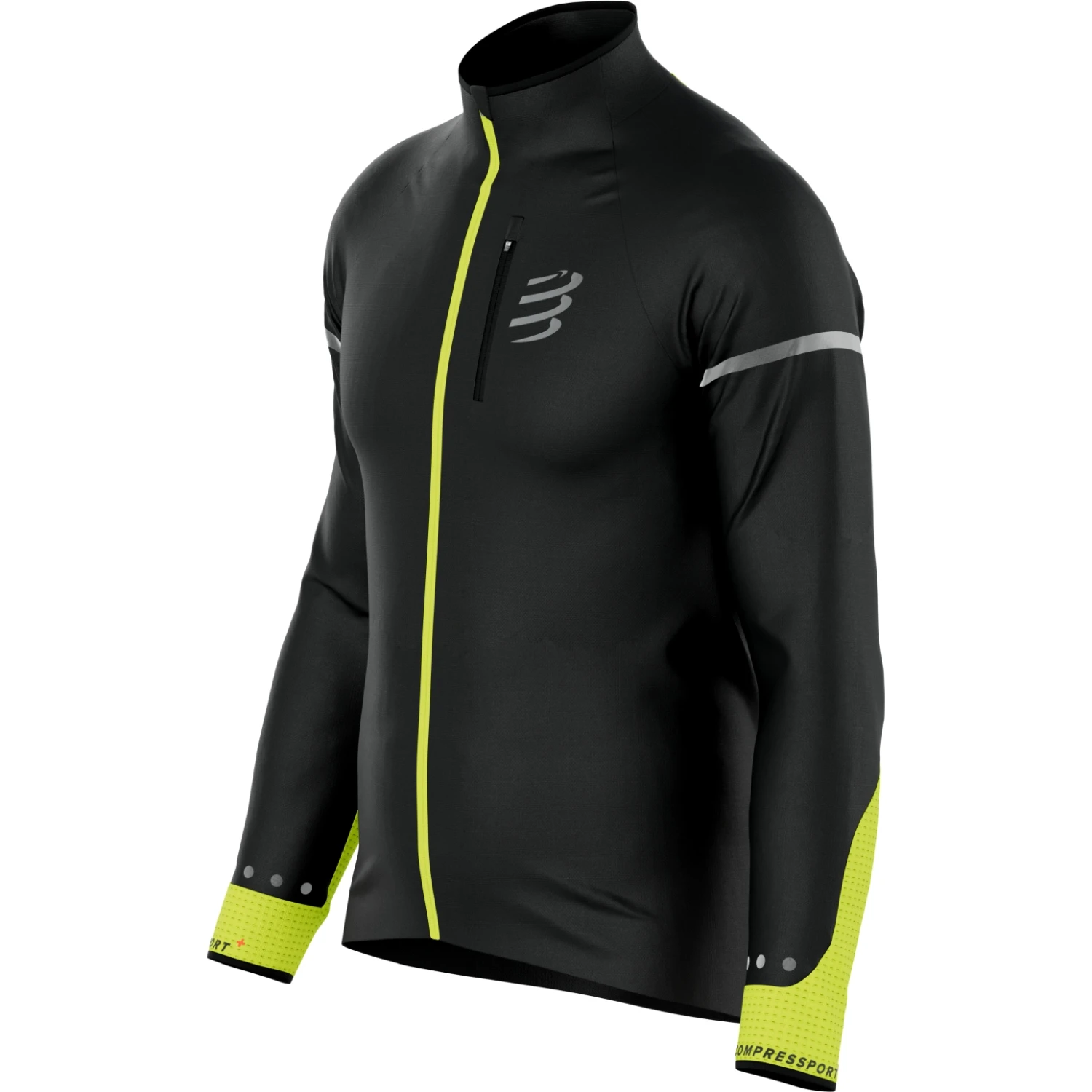 Compressport Hurricane Windproof Flash Jacket - Black/fluo Yellow 2 Compressport Hurricane Windproof Flash Jacket - Black/fluo Yellow - Image 2