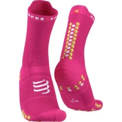 Compressport Pro Racing Compression Socks V4.0 Run High - Fluo Pink/primerose