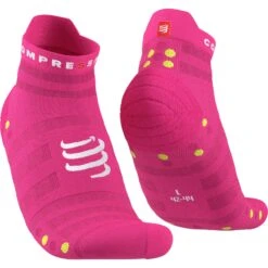 Compressport Pro Racing Compression Socks V4.0 Ultralight Run Low - Fluo Pink/primerose