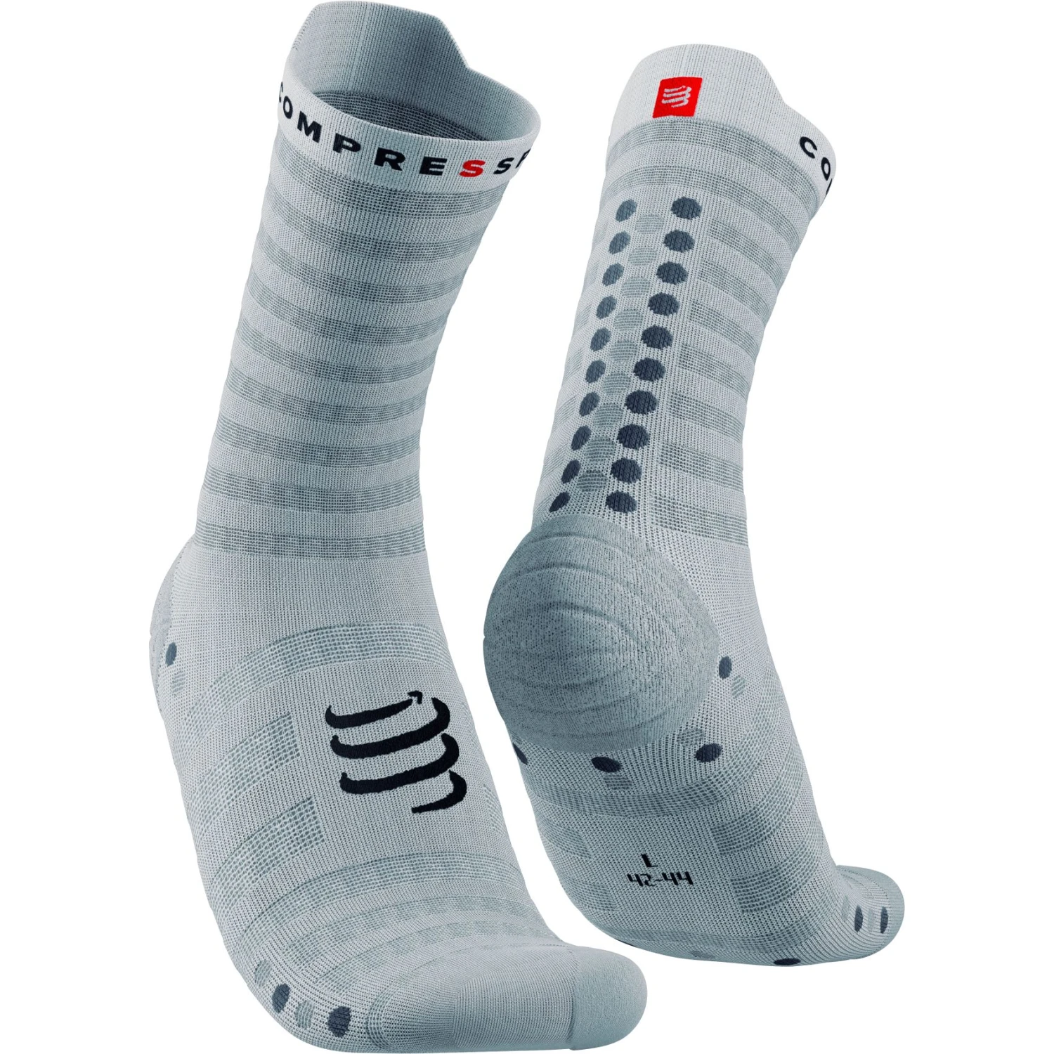 Compressport Pro Racing Compression Socks V4.0 Ultralight Run High - White/alloy 1 Compressport Pro Racing Compression Socks V4.0 Ultralight Run High - White/alloy