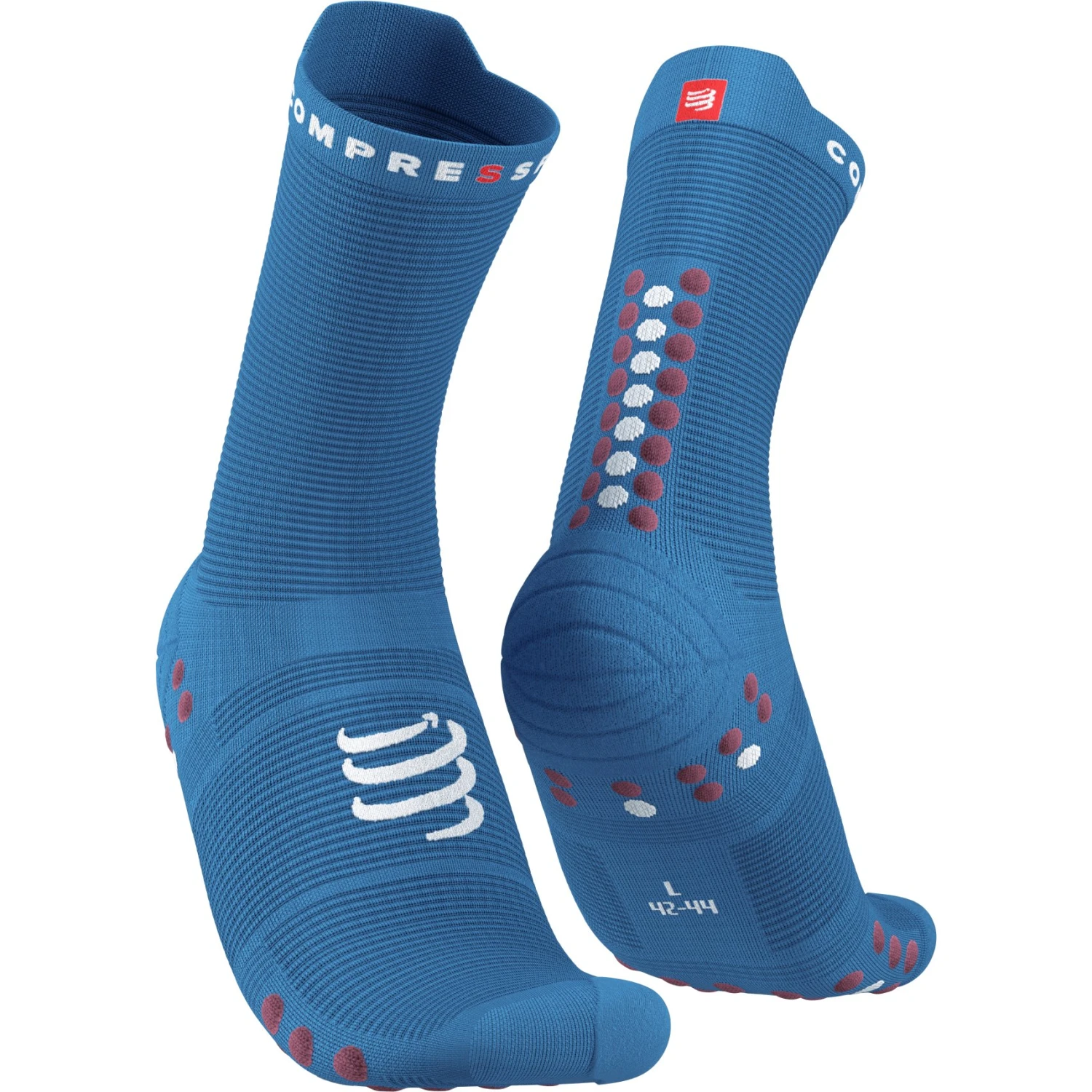 Compressport Pro Racing Compression Socks V4.0 Run High - Pacific Blue/deco Rose 1 Compressport Pro Racing Compression Socks V4.0 Run High - Pacific Blue/deco Rose