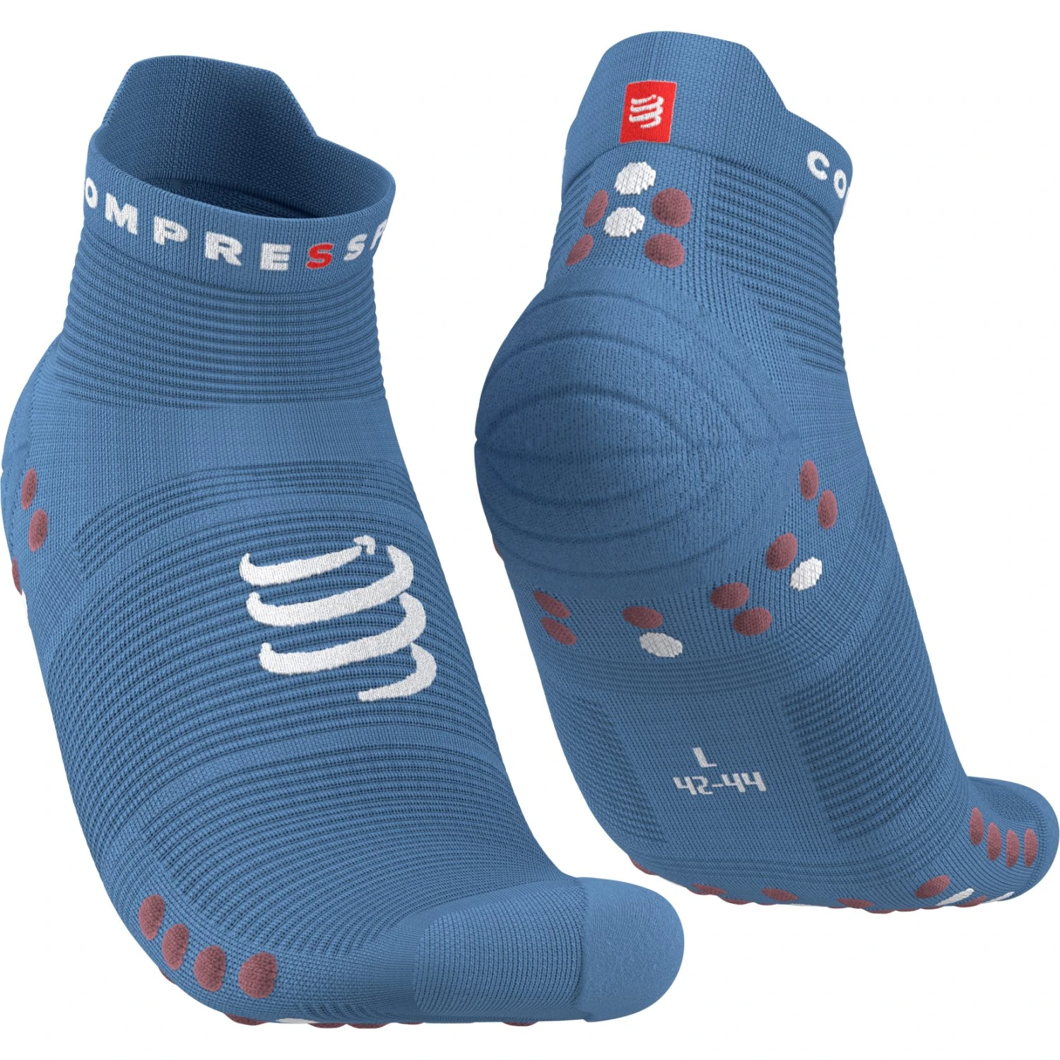 Compressport Pro Racing Compression Socks V4.0 Run Low - Pacific Blu/deco Rose 1 Compressport Pro Racing Compression Socks V4.0 Run Low - Pacific Blu/deco Rose