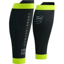 Compressport R2 3.0 Flash Compression Calf Sleeves - Black/fluo Yellow