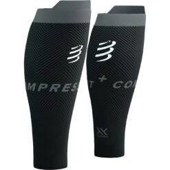 Compressport R2 Oxygen Compression Calf Sleeves - Black/steel Grey