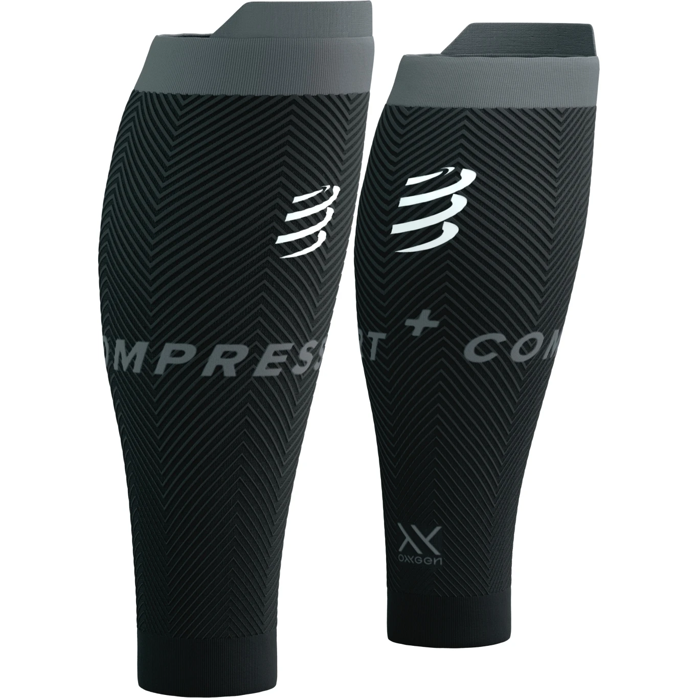Compressport R2 Oxygen Compression Calf Sleeves - Black/steel Grey 1 Compressport R2 Oxygen Compression Calf Sleeves - Black/steel Grey