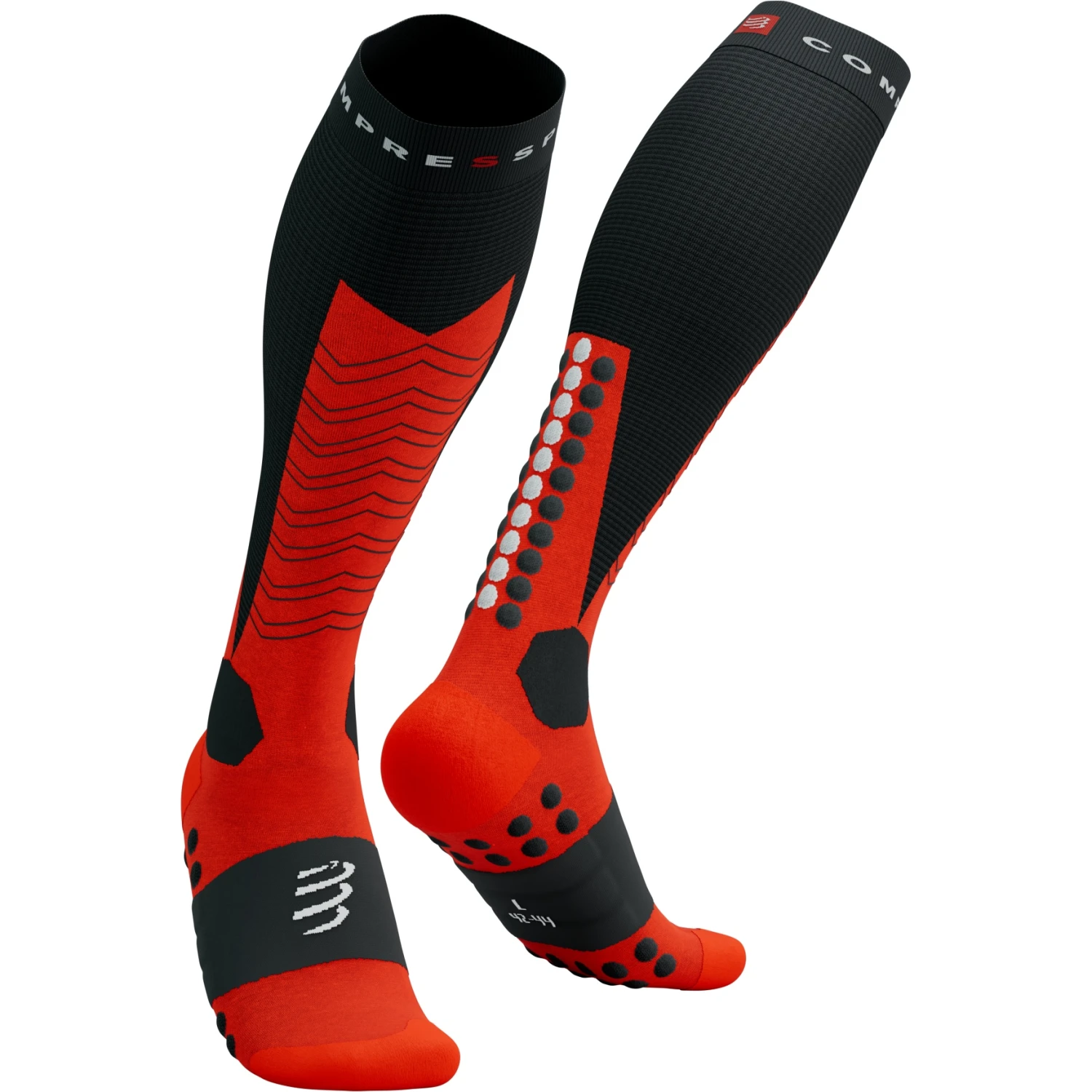 Compressport Ski Mountaineering Full Compression Socks - Black/red 1 Compressport Ski Mountaineering Full Compression Socks - Black/red