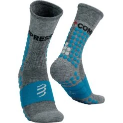 Compressport Ultra Trail Compression Socks - Grey Melange/hawaiian Ocean