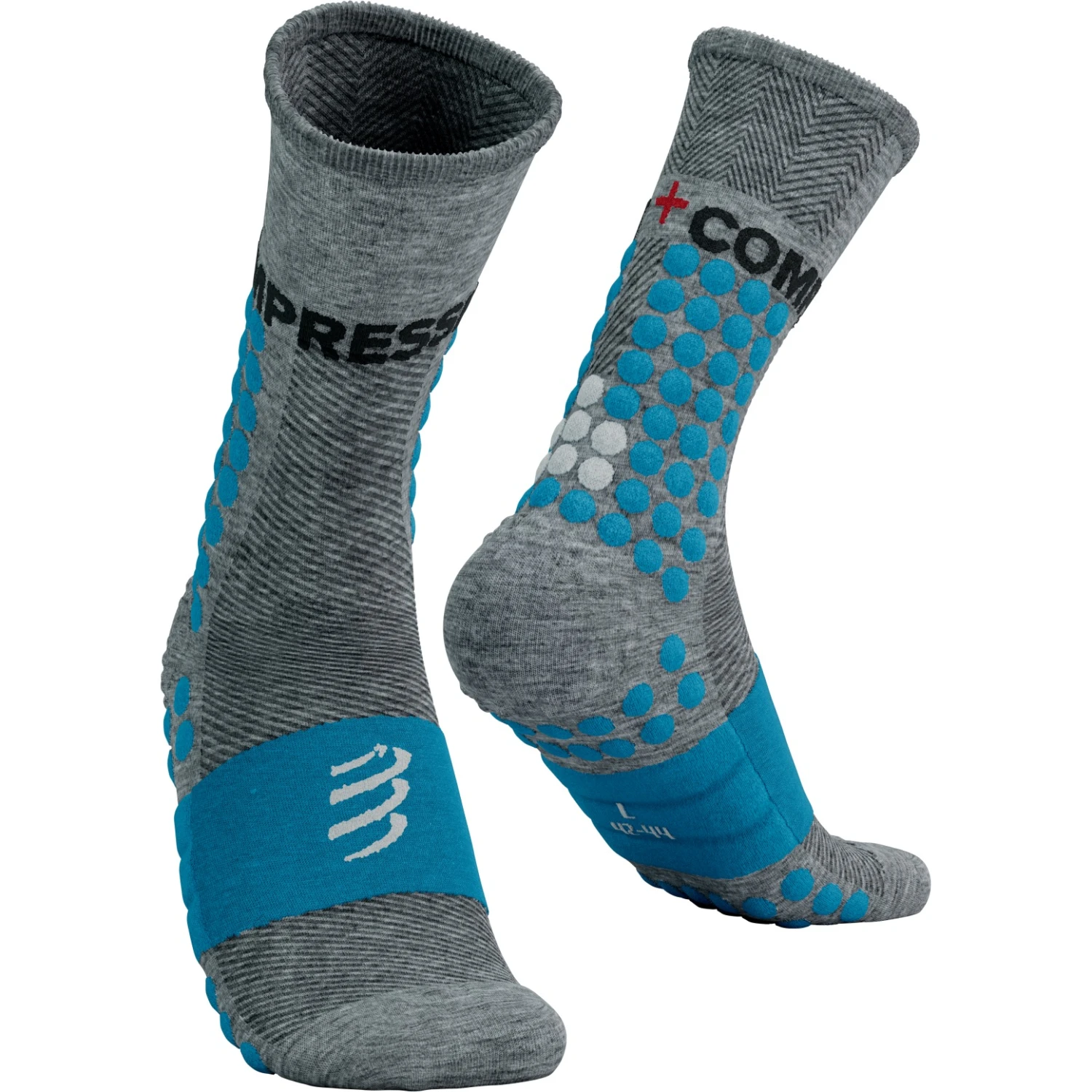 Compressport Ultra Trail Compression Socks - Grey Melange/hawaiian Ocean 1 Compressport Ultra Trail Compression Socks - Grey Melange/hawaiian Ocean