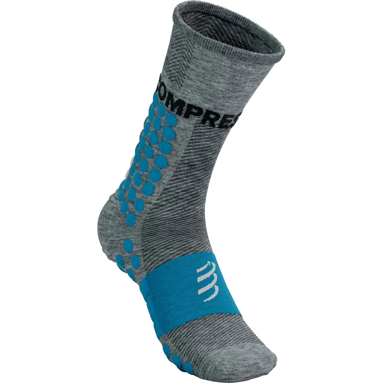 Compressport Ultra Trail Compression Socks - Grey Melange/hawaiian Ocean 2 Compressport Ultra Trail Compression Socks - Grey Melange/hawaiian Ocean - Image 2