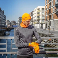 GripGrab Running Expert Hi-Vis Winter Touchscreen Gloves - Orange Hi-Vis -RunGear Elite gripgrab running expert hivis winter touchscreen glove orange hivis 5 863823
