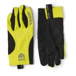 Hestra Runners All Weather - 5 Finger Running Gloves - Yellow Hi Viz