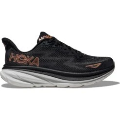 Hoka Clifton 9 Running Shoes Women - Black / Rose Gold -RunGear Elite hoka clifton 9 womens running shoes black rose gold 3 1502396
