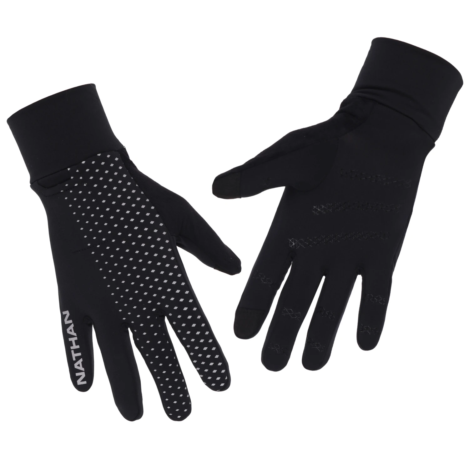 Nathan Sports Hypernight Reflective Gloves - Black/Geo Print 1 Nathan Sports Hypernight Reflective Gloves - Black/Geo Print