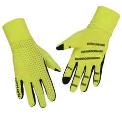 Nathan Sports Hypernight Reflective Gloves - Hi Vis Yellow/Geo Print