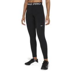 Nike Pro Mid-Rise Tights Women - Black/white CZ9779-010 -RunGear Elite nike pro womens tights black white cz9779 010 3 923585