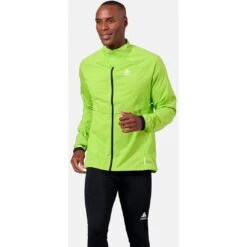 Odlo Zeroweight Pro Warm Running Jacket Men - Lime Green - Black -RunGear Elite odlo mens zeroweight pro warm running jacket lime green black 1 1329775