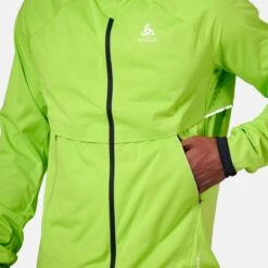 Odlo Zeroweight Pro Warm Running Jacket Men - Lime Green - Black -RunGear Elite odlo mens zeroweight pro warm running jacket lime green black 3 1329777