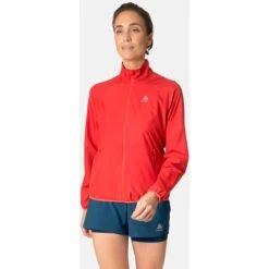 Odlo Essentials Light Running Jacket Women - American Beauty -RunGear Elite odlo womens essential light running jacket american beauty 1 1406490
