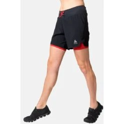 Odlo X-Alp 6 Inch Trail Running Shorts Women - Black - American Beauty -RunGear Elite odlo womens x alp 6 inch trail running shorts black american beauty 1 1407068