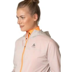 Odlo Zeroweight Waterproof Running Jacket Women - Silver Cloud - Live Wire -RunGear Elite odlo womens zeroweight waterproof running jacket silver cloud live wire 4 1507300