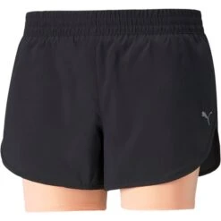 Puma 2 In 1 Woven Running Shorts Women - Puma Black-Fizzy Melon