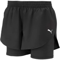 Puma 2 In 1 Woven Running Shorts Women - Puma Black-Puma Black