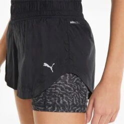 Puma Marathon 2-in-1 Woven Running Shorts Women - Puma Black -RunGear Elite puma marathon 2 in 1 woven womens running shorts puma black 4 1332363