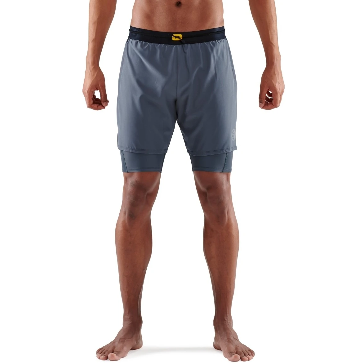 SKINS 3-Series Superpose Fitness Shorts 2 In 1 - Charcoal 1 SKINS 3-Series Superpose Fitness Shorts 2 In 1 - Charcoal