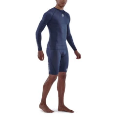 SKINS 1-Series Long Sleeve Top - Navy Blue -RunGear Elite skins compression 1 series men long sleeve top navy blue 3 892485 918445