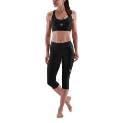 SKINS 3-Series Women's Thermal 3/4 Tights - Black -RunGear Elite skins compression 3 series women thermal 3 4 tights black 2 894277