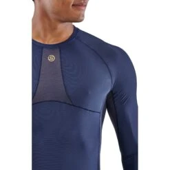 SKINS 5-Series Top Long Sleeve - Navy Blue -RunGear Elite skins compression 5 series men top long sleeve navy blue 5 893706