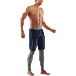 SKINS Compression 5-Series T&R Long Tights - Battleship -RunGear Elite skins compression 5 series mens tur long tights battleship 4 1068309