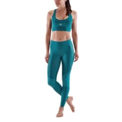 SKINS Compression 5-Series 7/8 Long Tights Women - Teal -RunGear Elite skins compression 5 series women long tights teal 2 894011