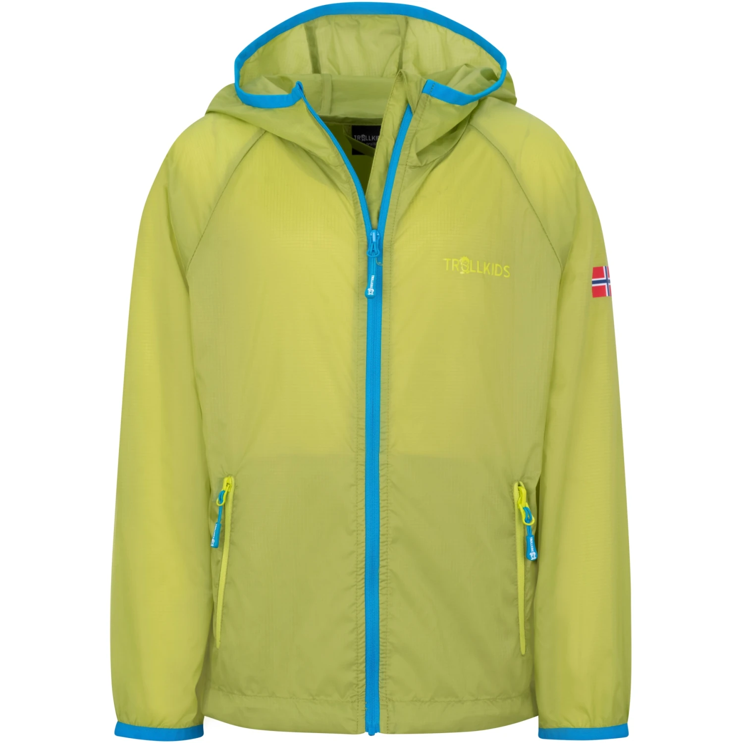 Trollkids Fjell Kids Running Jacket - Kiwi/Vivid Blue 1 Trollkids Fjell Kids Running Jacket - Kiwi/Vivid Blue