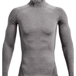 Under Armour ColdGear® Compression Mock Shirt Men - Charcoal Light Heather / Black -RunGear Elite under armour mens coldgear compression mock shirt charcoal light heather 3 1472600