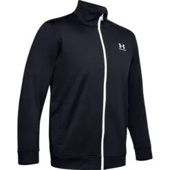 Under Armour UA Sportstyle Tricot Jacket Men - Black / Onyx White -RunGear Elite under armour mens ua sportstyle tricot jacket black onyx white 3 1474022