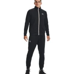 Under Armour UA Sportstyle Tricot Jacket Men - Black / Onyx White -RunGear Elite under armour mens ua sportstyle tricot jacket black onyx white 4 1474023