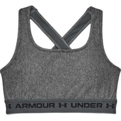 Under Armour Armour Mid Crossback Heather Sports Bra Women - Charcoal Light Heather/Pitch Gray/Black -RunGear Elite under armour womens armour mid crossback heather sports bra charcoal light heather pitch gray black 1 956940