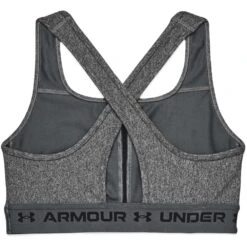 Under Armour Armour Mid Crossback Heather Sports Bra Women - Charcoal Light Heather/Pitch Gray/Black -RunGear Elite under armour womens armour mid crossback heather sports bra charcoal light heather pitch gray black 2 956941