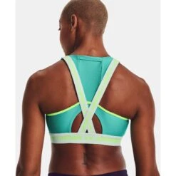 Under Armour Armour® Mid Crossback Pocket Sports Bra Women - Neptune/Sea Mist/Quirky Lime -RunGear Elite under armour womens armour mid crossback pocket sports bra neptune sea mist quirky lime 10 1158758