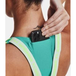 Under Armour Armour® Mid Crossback Pocket Sports Bra Women - Neptune/Sea Mist/Quirky Lime -RunGear Elite under armour womens armour mid crossback pocket sports bra neptune sea mist quirky lime 13 1158761