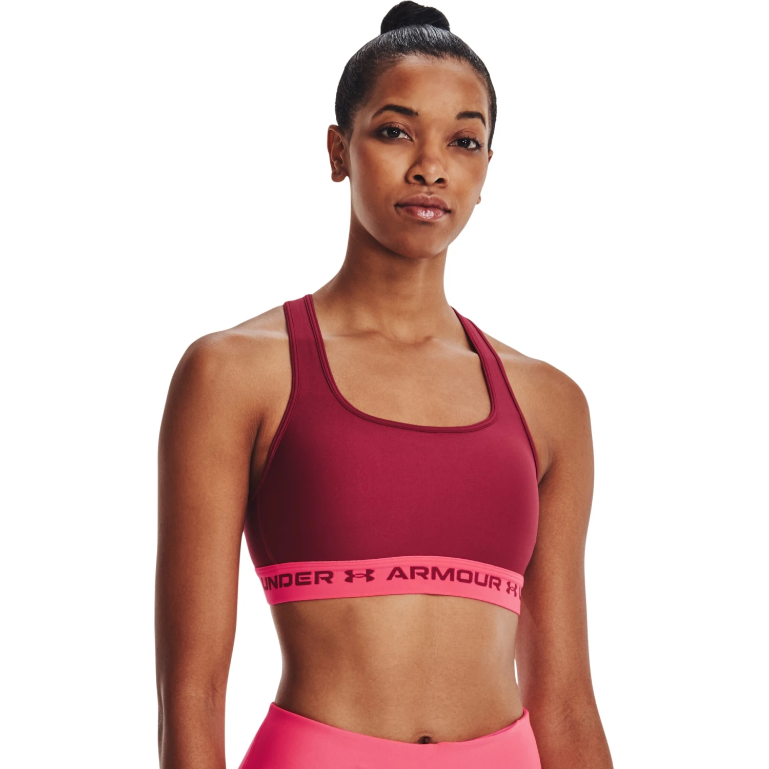 Under Armour Armour® Mid Crossback Sports Bra Women - Black Rose/Penta Pink/Black Rose 1 Under Armour Armour® Mid Crossback Sports Bra Women - Black Rose/Penta Pink/Black Rose