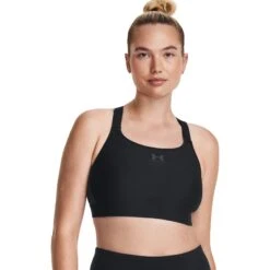 Under Armour HeatGear® Armour High Sports Bra Women - Black/Jet Gray -RunGear Elite under armour womens heatgear armour high sports bra black jet gray 7 1527871