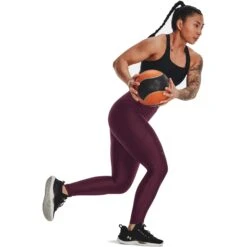 Under Armour HeatGear® Armour No-Slip Waistband Full-Length-Leggings Women - Dark Maroon/Black -RunGear Elite under armour womens heatgear armour no slip waistband full length leggings dark maroon 6 1527214